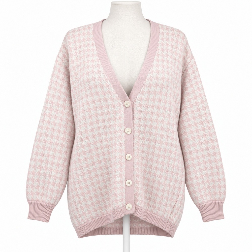 Vintage 90s Oversized Button Cardigan Sweater Sz S Pink Preppy Coquette Teacher